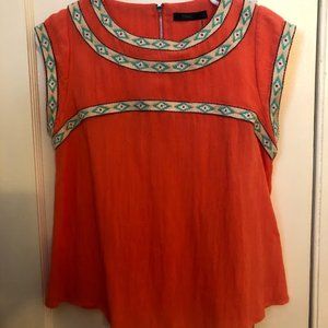 Embroidered linen top- Size Small